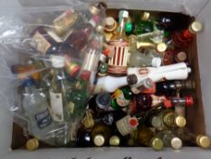 A box containing a quantity of alcohol miniatures and miniature bottles