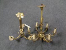 Two continental brass chandeliers