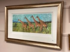 After Rolf Harris : Four Giraffes, giclee print, limited edition 84/ 195, signed in pencil,