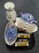 A tray containing a quantity of Maling lustre china,