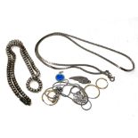 A small quantity of jewellery to include white metal chains,
