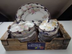 A box of quantity of 19th century floral pattern dinner ware
