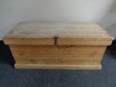 An antique reclaimed pine blanket chest 48 cm x 111 cm x 46 cm