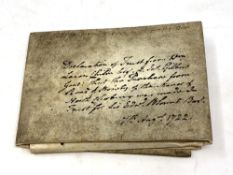 A velum document dated 1722 relating to James Gilbert of Kidderminster, Jonathan Cotton,