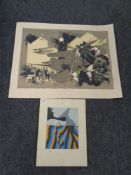 A Scandinavian abstract limited edition print, signed Eric, dated 1980, No.