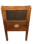 A George III mahogany tray top commode cabinet, width shutter front, on square legs, height 73 cm,