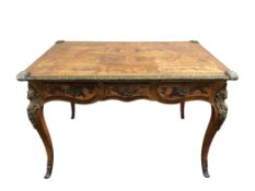 A fine French marquetry inlaid bureau plat, of Louis XV style, probably early 19th century,