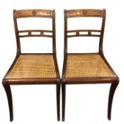 A fine set of six Regency mahogany dining chairs, with bergere seats,