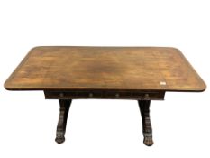 A fine Regency rosewood sofa table, with brass border inlay,