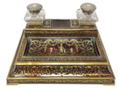 A fine William IV Boulle desk stand, fitted with four drawers and secret base compartment,