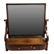 A 19th century mahogany dressing table mirror, bowfronted and fitted with three drawers,