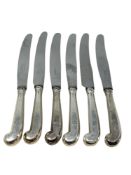 A set of six Edwardian silver-handled table knives, Daniel & John Wellby, London 1904.