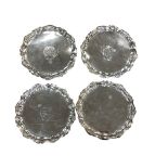 A rare set of four George II silver card trays, John Tuite, London 1742,