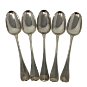 Five Georgian silver table spoons by Isaac Davenport. (5) CONDITION REPORT: 320g.