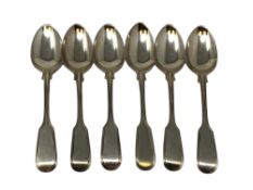 A set of six Victorian silver teaspoons, Joseph & Albert Savory, London 1851.