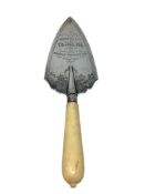 A silver and ivorine presentation trowel,