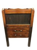 A George III mahogany tray-top commode cabinet, with shutter front, on square legs, height 73 cm,