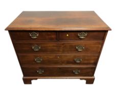 A George III mahogany chest of five drawers on bracket feet, height 92 cm, width 103 cm,