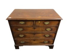 A George III mahogany five drawer graduated chest of drawers on bracket feet, height 81 cm,