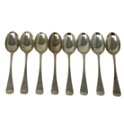 A set of eight George IV silver teaspoons, Daniel & John Welby, London 1828 and 1829.