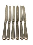 A set of six George IV silver table knives, Richard Poulden, London 1827.