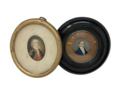 Two early 19th century portrait miniatures depicting a Gentleman wearing a military tunic and a