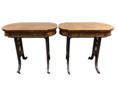 A fine pair of Regency rosewood occasional tables,