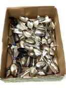 A very large collection of Newcastle silver spoons, mostly Georgian, many sets,