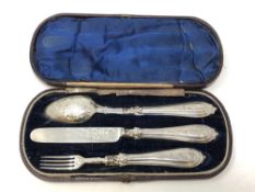 A boxed three piece Victorian silver Christening set by John Gilbert CONDITION REPORT: