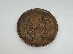 A rare French bronze medallion by Duvivier dated 1775