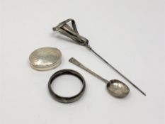 Silver items including an Art Nouveau Edwardian hat pin