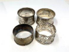 Four assorted Victorian napkin rings CONDITION REPORT: 107.