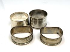 Four assorted silver napkin rings CONDITION REPORT: 74.