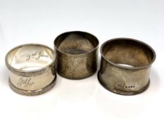 Three Victorian and later napkin rings CONDITION REPORT: 74.