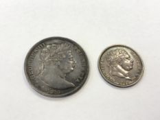 A George III half crown 1816 and an 1816 shilling (2 extremely fine examples)