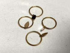 Two pairs of 9ct gold sleeper earrings