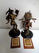 Two Franklin Mint bronze sculptures, Spirit of the Blackbird and Spirit of the Thunderbird,