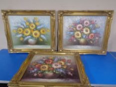 Three B Tracy oils on canvas, still life's,