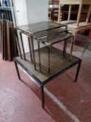 A 20th century Danish design Marie-Louise metal framed tile topped coffee table together with a