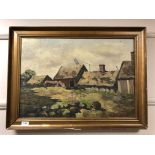 Continental school : A farmstead, oil on canvas,