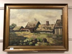 Continental school : A farmstead, oil on canvas,