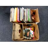 Two boxes containing vinyl LPs, 78s and 45 singles to include compilations, John Denver, musicals,