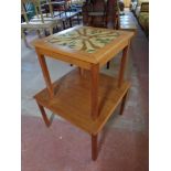 A 20th century Danish teak coffee table together with further tile topped lamp table