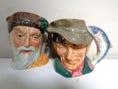 Two large Royal Doulton character jugs - The Poacher D6429 and Robinson Crusoe D6532