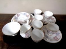 A tray containing a 21 piece Tuscan Sherwood bone china tea service