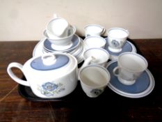 A tray containing a 21 piece Susie Cooper Glenmist bone china tea service (as found)