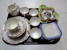 A tray of assorted ceramics : part Royal Crown tea service, Limoges Indian Tree dish,