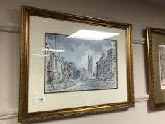 After Dennis Flanders : High street Oxford, limited edition colour print, signed in pencil,