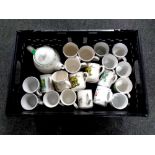 A crate containing PG Tips teapot and mugs,