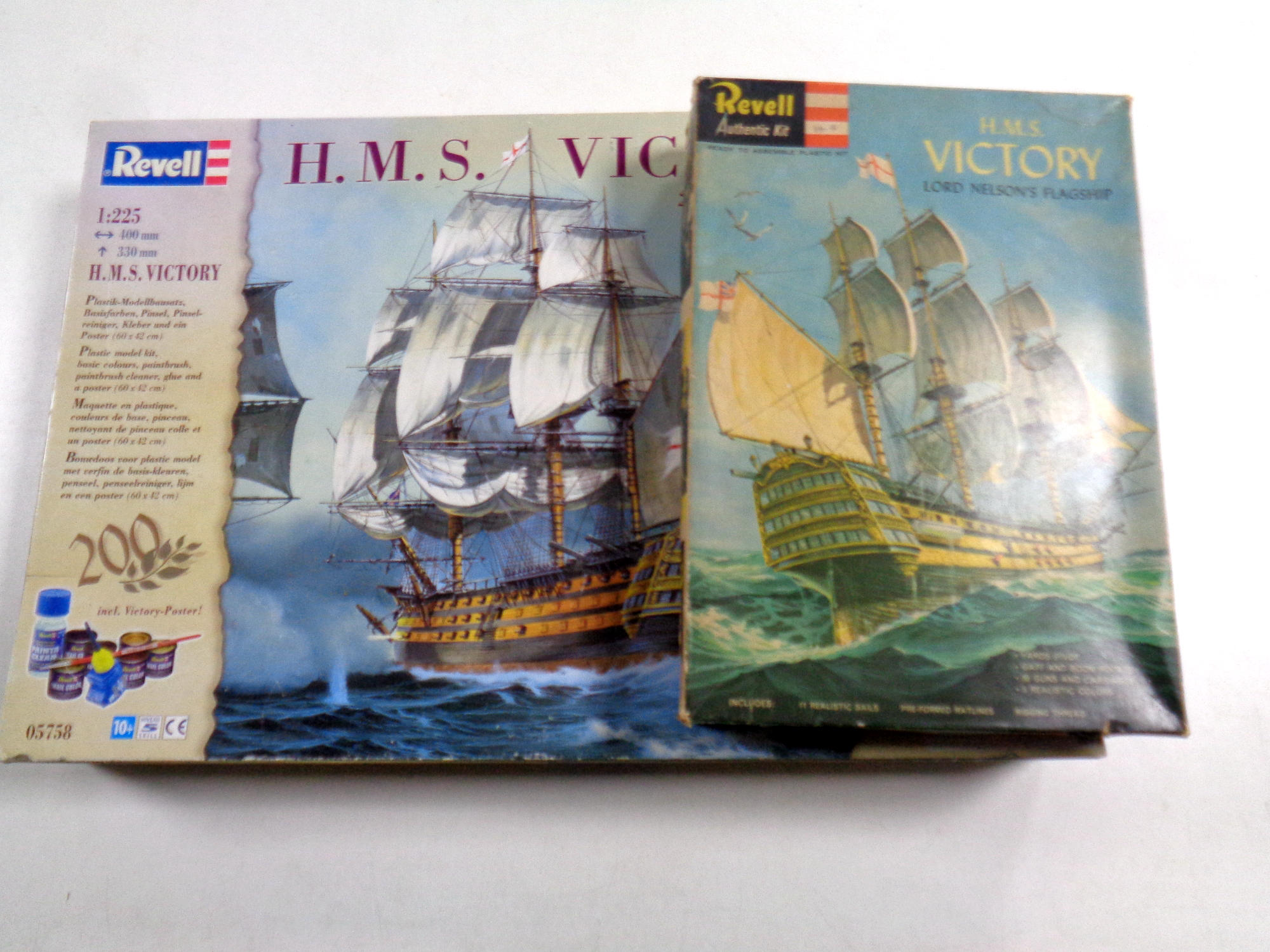 Three plastic modelling kits by Revell and Airfix to include H.M.S.